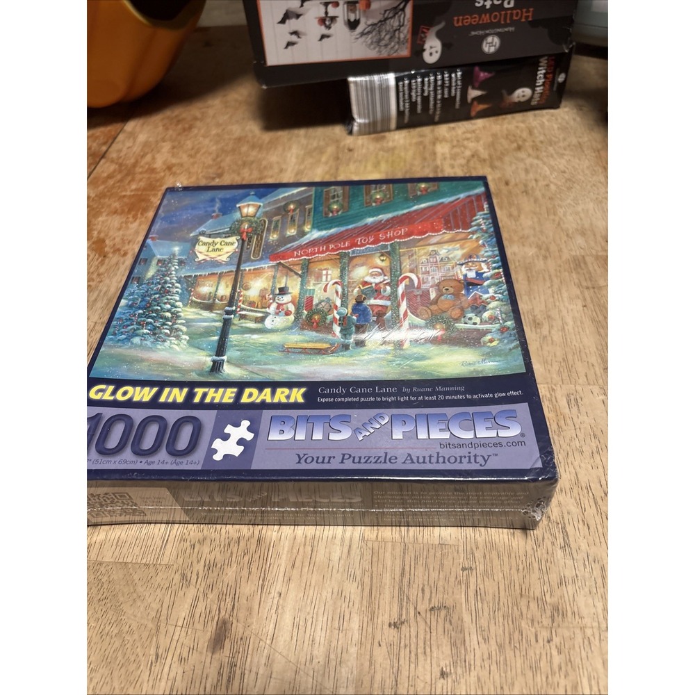 Bits & Pieces Candy Cane Lane 1000 Piece Glow in Dark Christmas Puzzle 40308